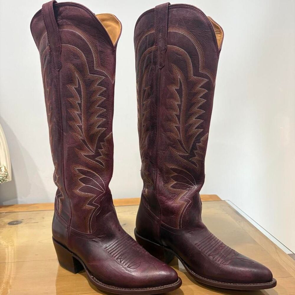 Tecovas Women's Brown and Burgundy Boots